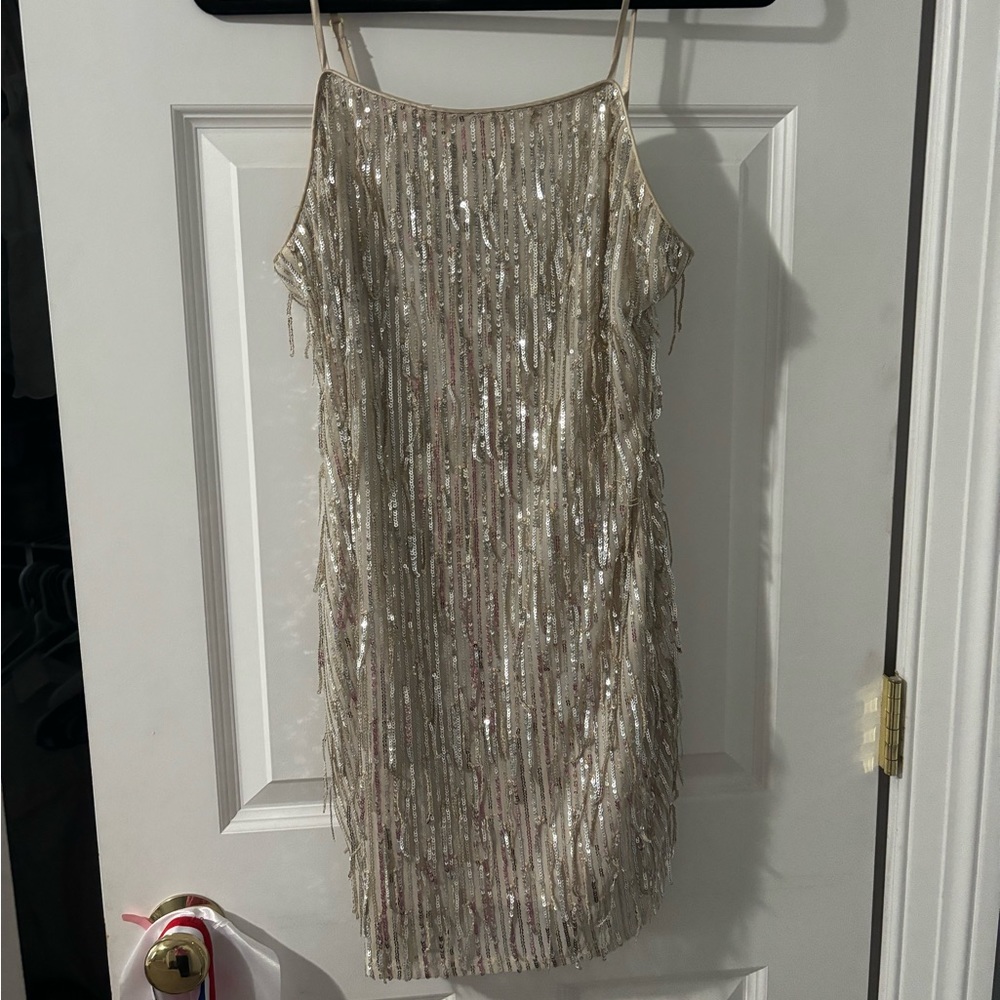 Gold and silver sparkly formal dress